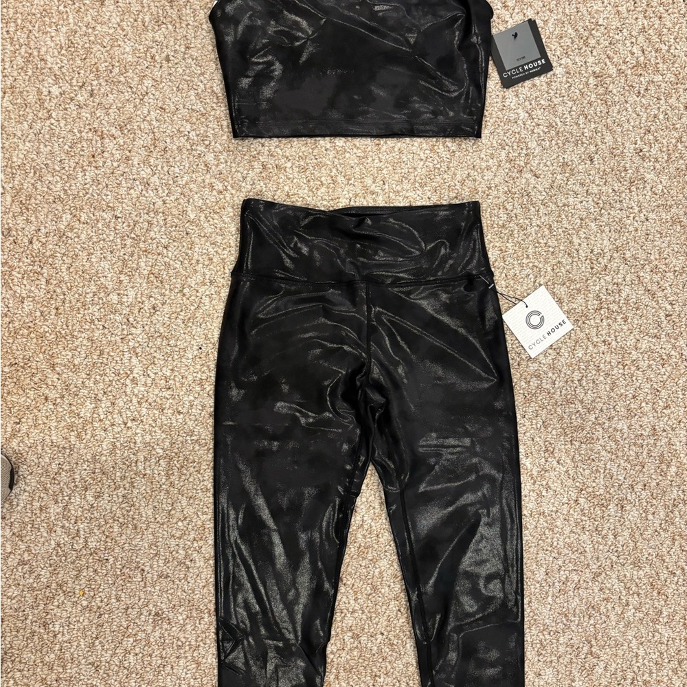 Shiny Black Two-Piece Set